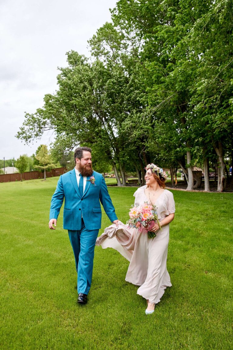 Bride Abigail in a Berta wedding dress