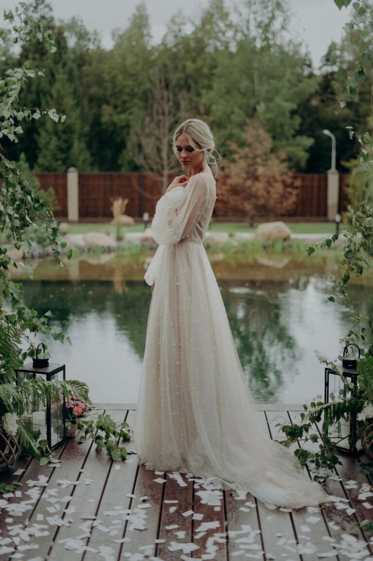 Bride Anna in an Iowa wedding dress