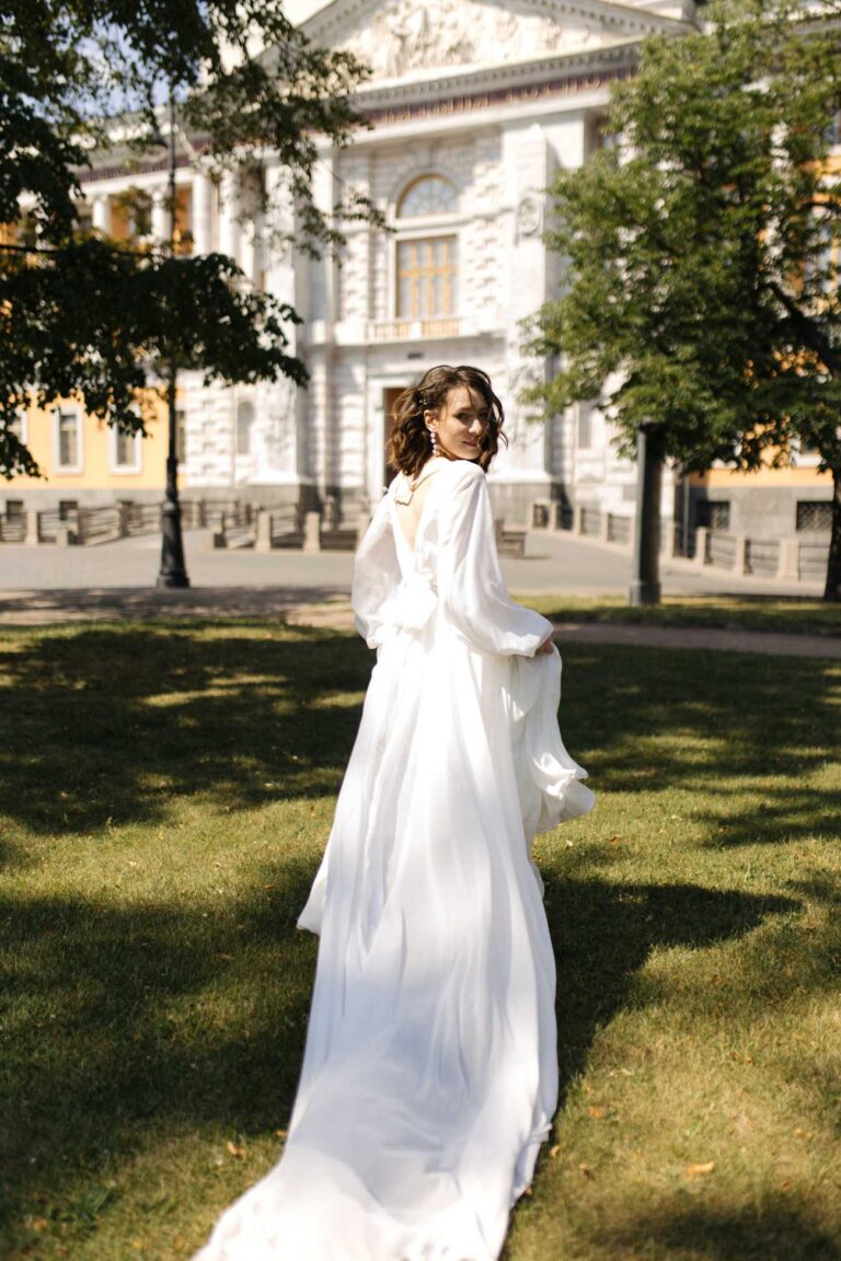 Bride Dasha in Augusta wedding dress
