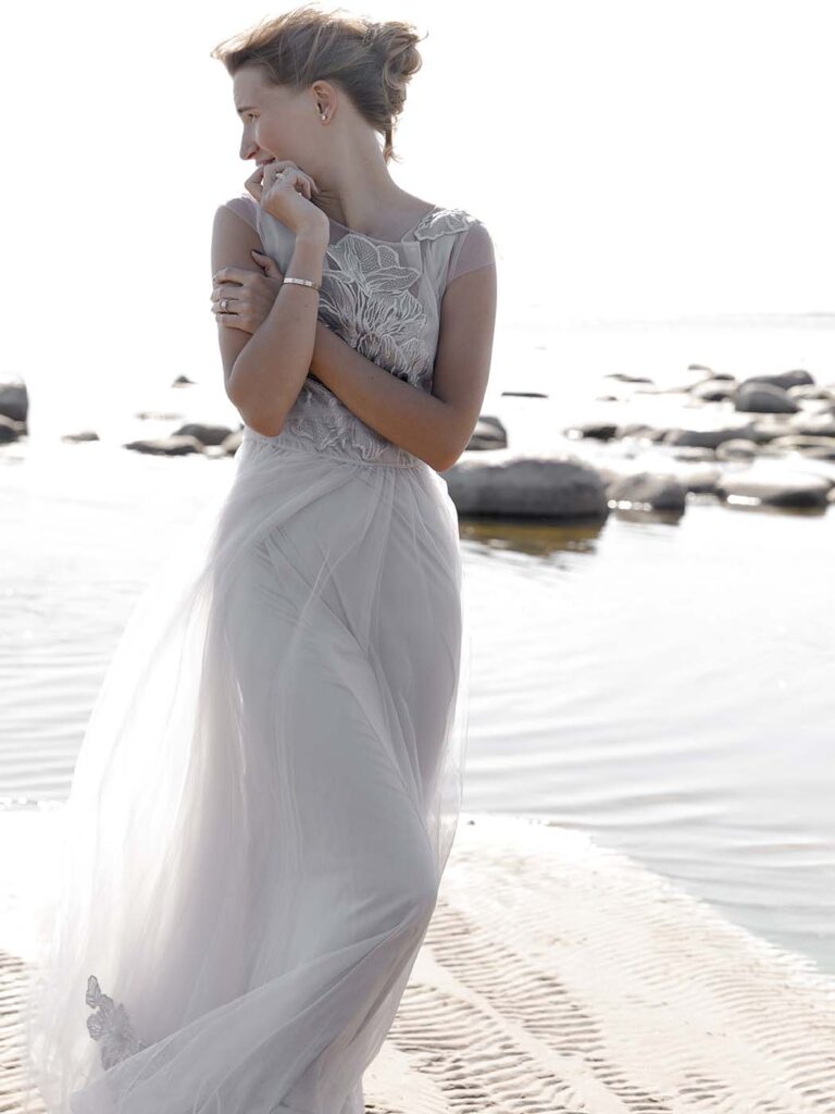 Photo Bride in a custom dress based on the Fantasia dress
