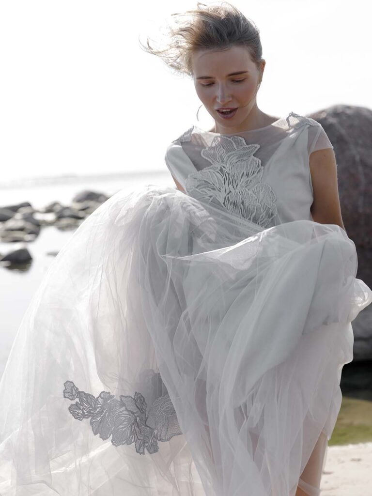 Photo Bride in a custom dress based on the Fantasia dress