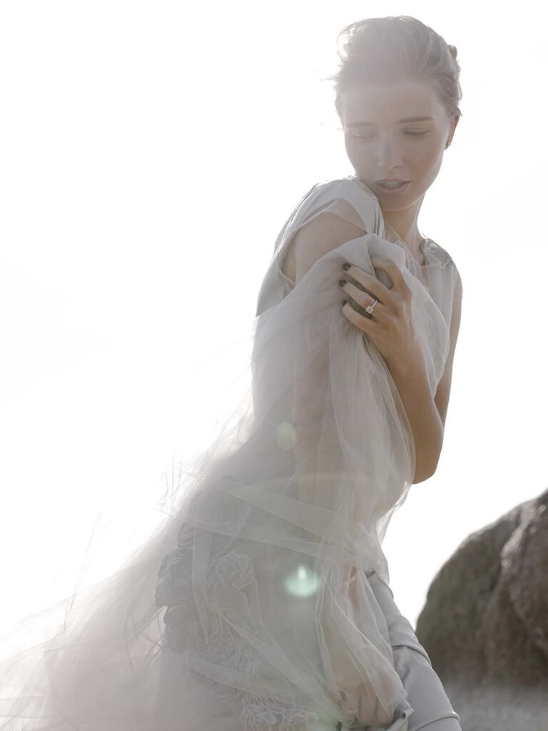 Photo Bride in a custom dress based on the Fantasia dress