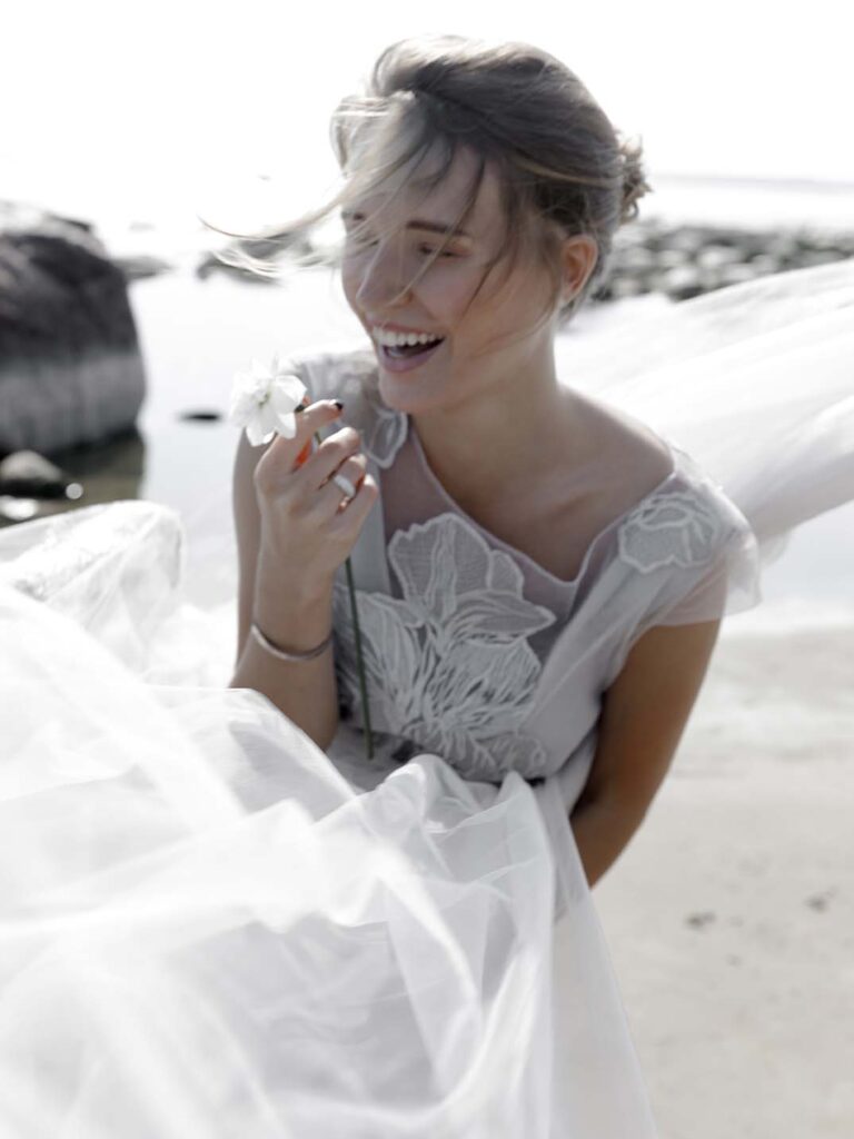Photo Bride in a custom dress based on the Fantasia dress