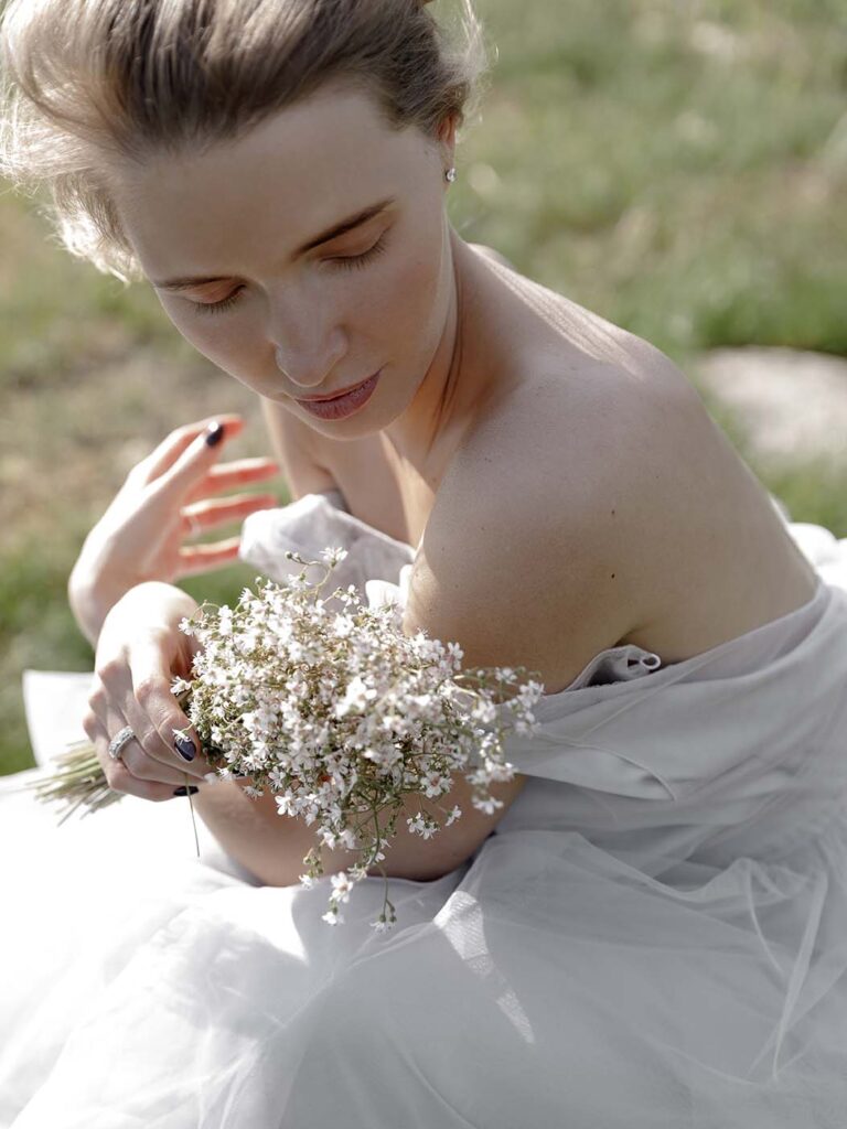 Photo Bride in a custom dress based on the Fantasia dress