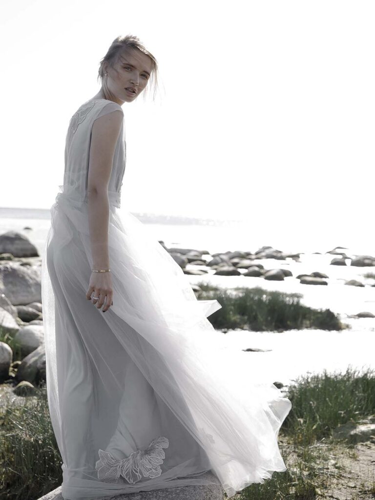 Photo Bride in a custom dress based on the Fantasia dress