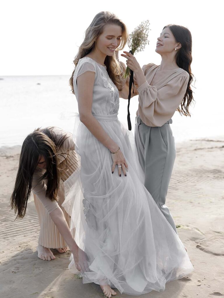 Photo Bride in a custom dress based on the Fantasia dress