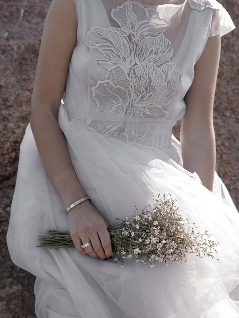 Photo Bride in a custom dress based on the Fantasia dress