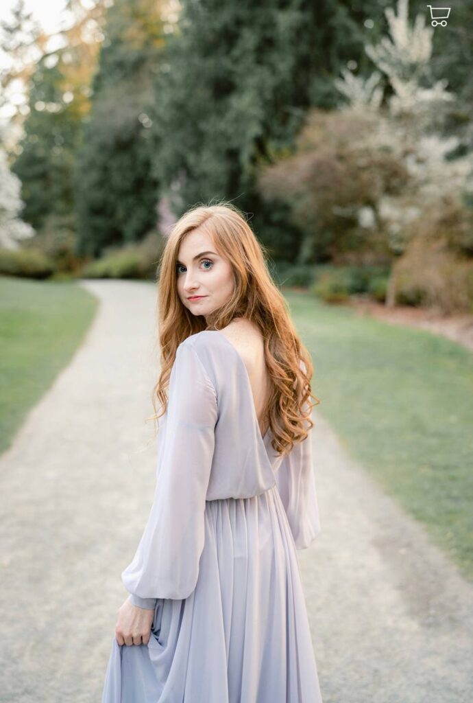 Photo Bride in a gray Nirvana wedding dress