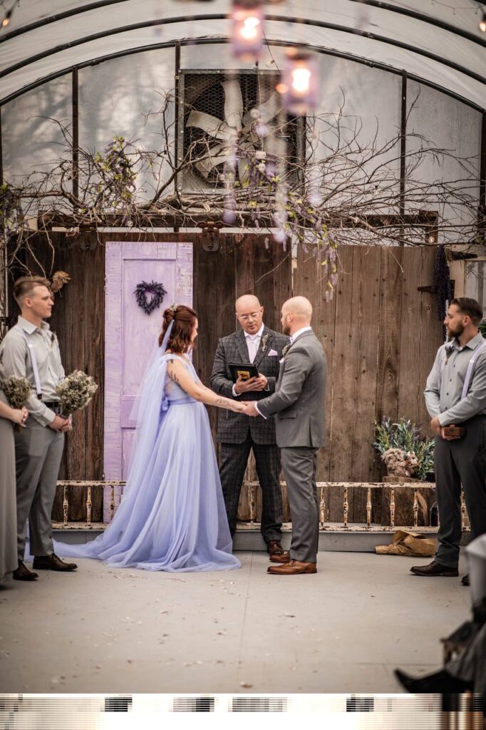 Photo Bride in a lilac Meliae dress
