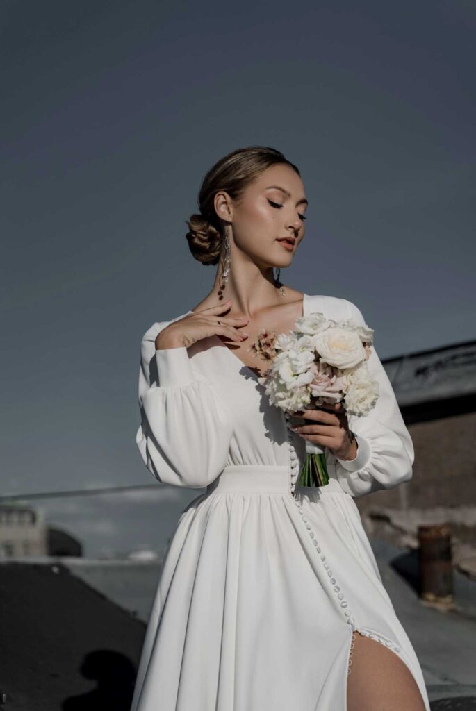 Photo Bride in a Rivera evening gown