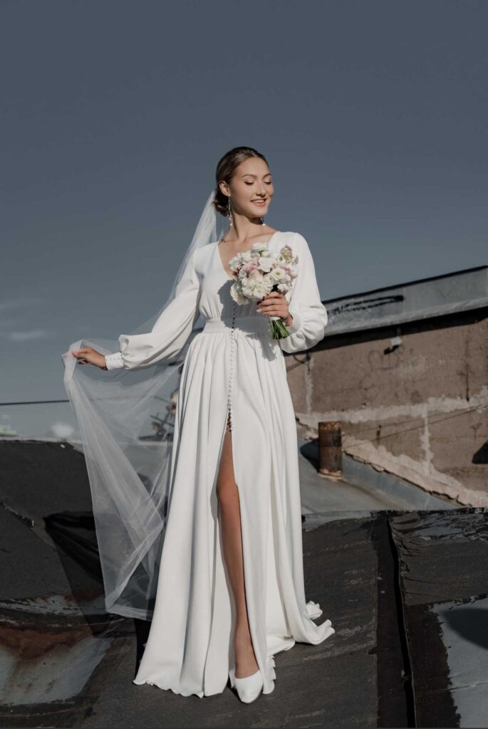 Photo Bride in a Rivera evening gown