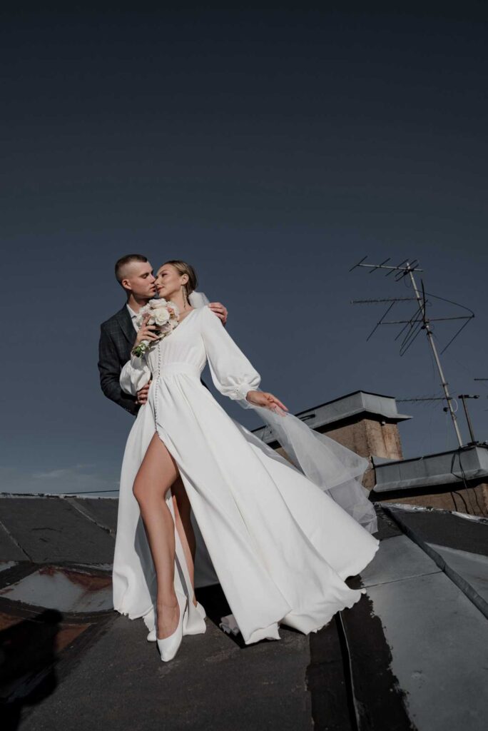 Photo Bride in a Rivera evening gown