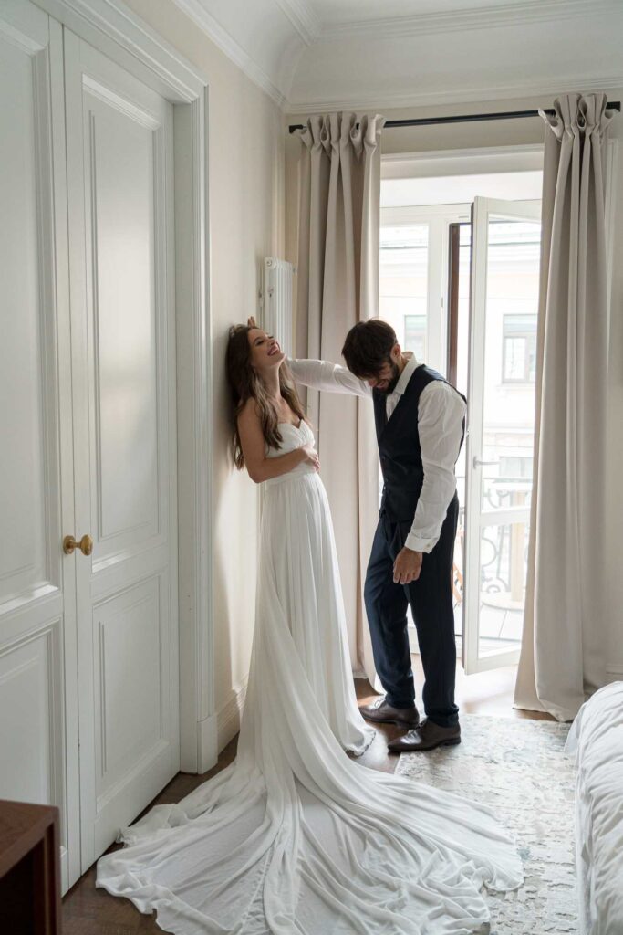 Photo Bride in an Andrea wedding dress