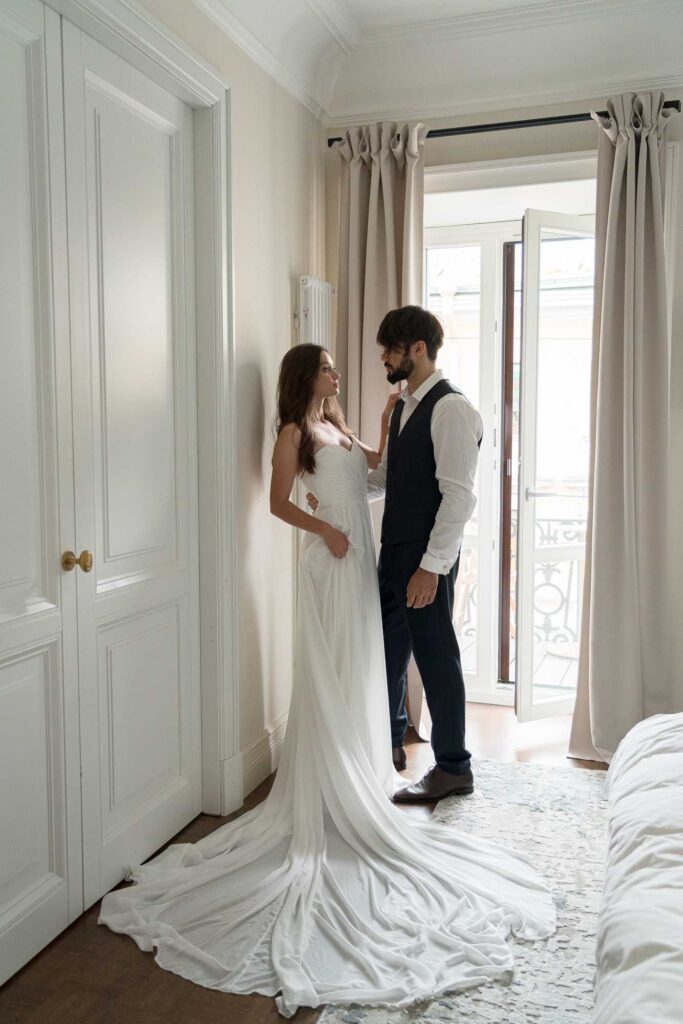 Photo Bride in an Andrea wedding dress