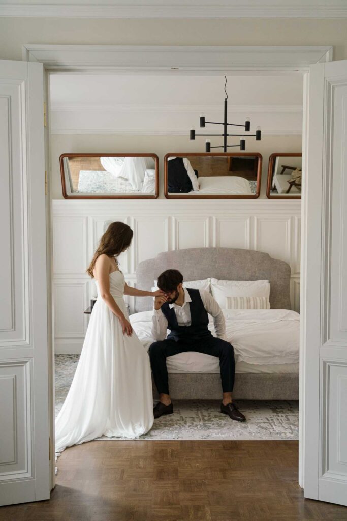Photo Bride in an Andrea wedding dress