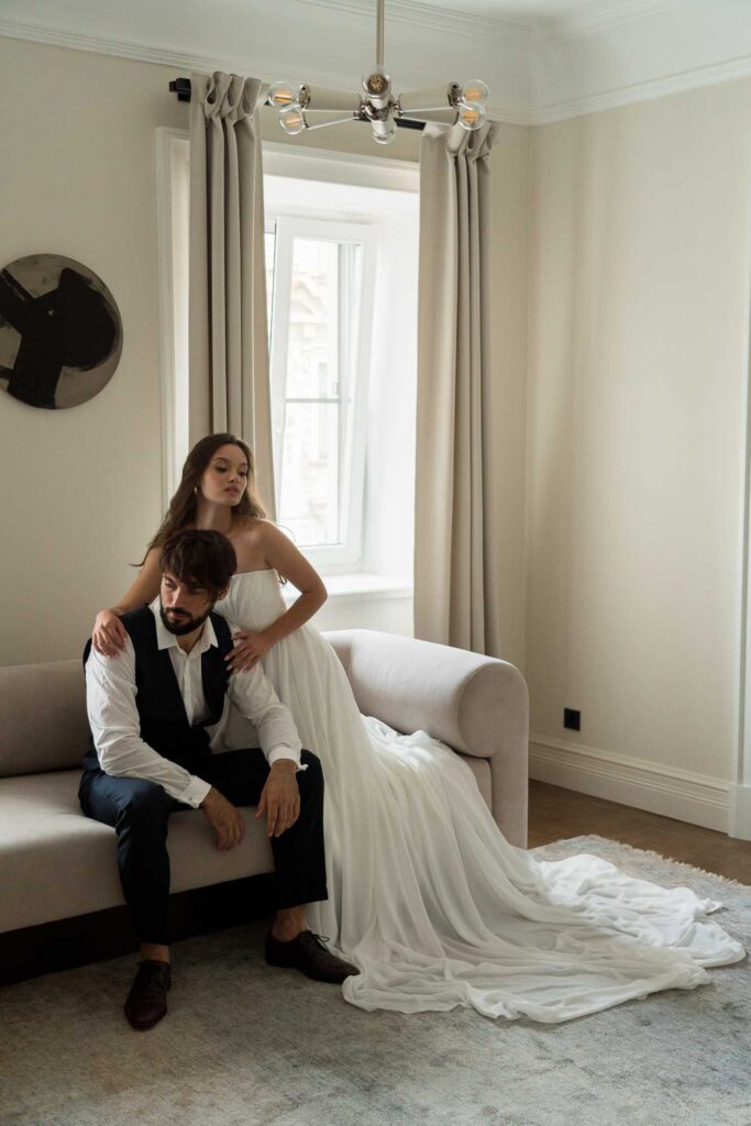 Photo Bride in an Andrea wedding dress