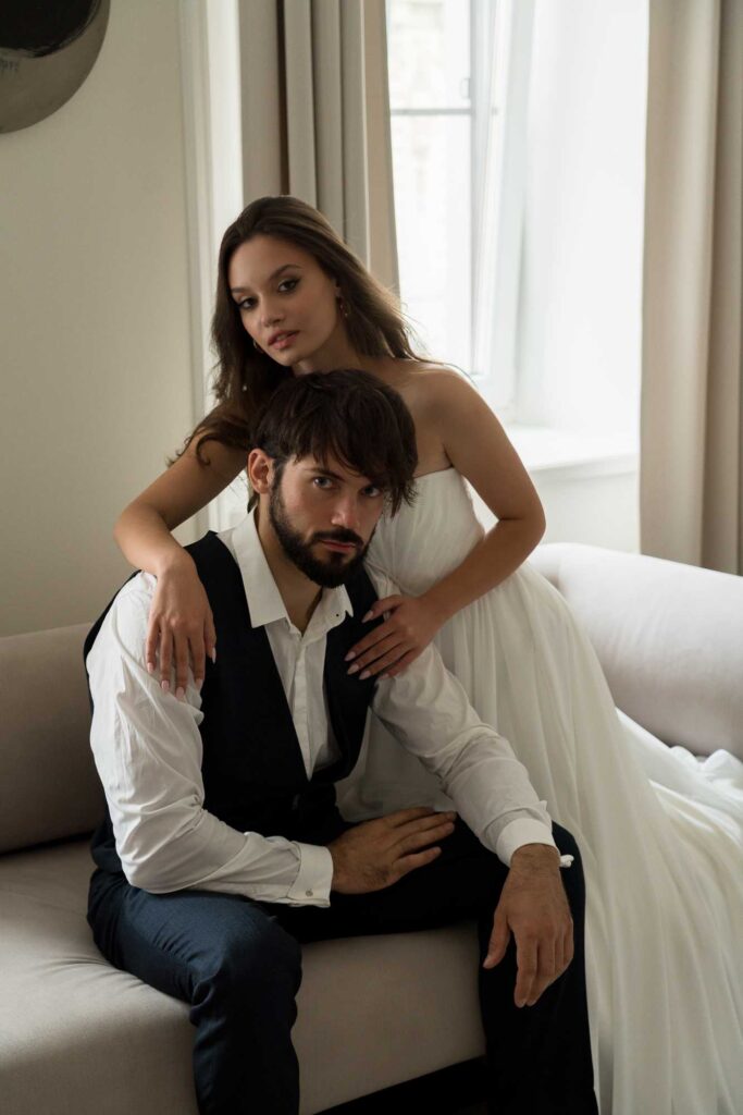 Photo Bride in an Andrea wedding dress