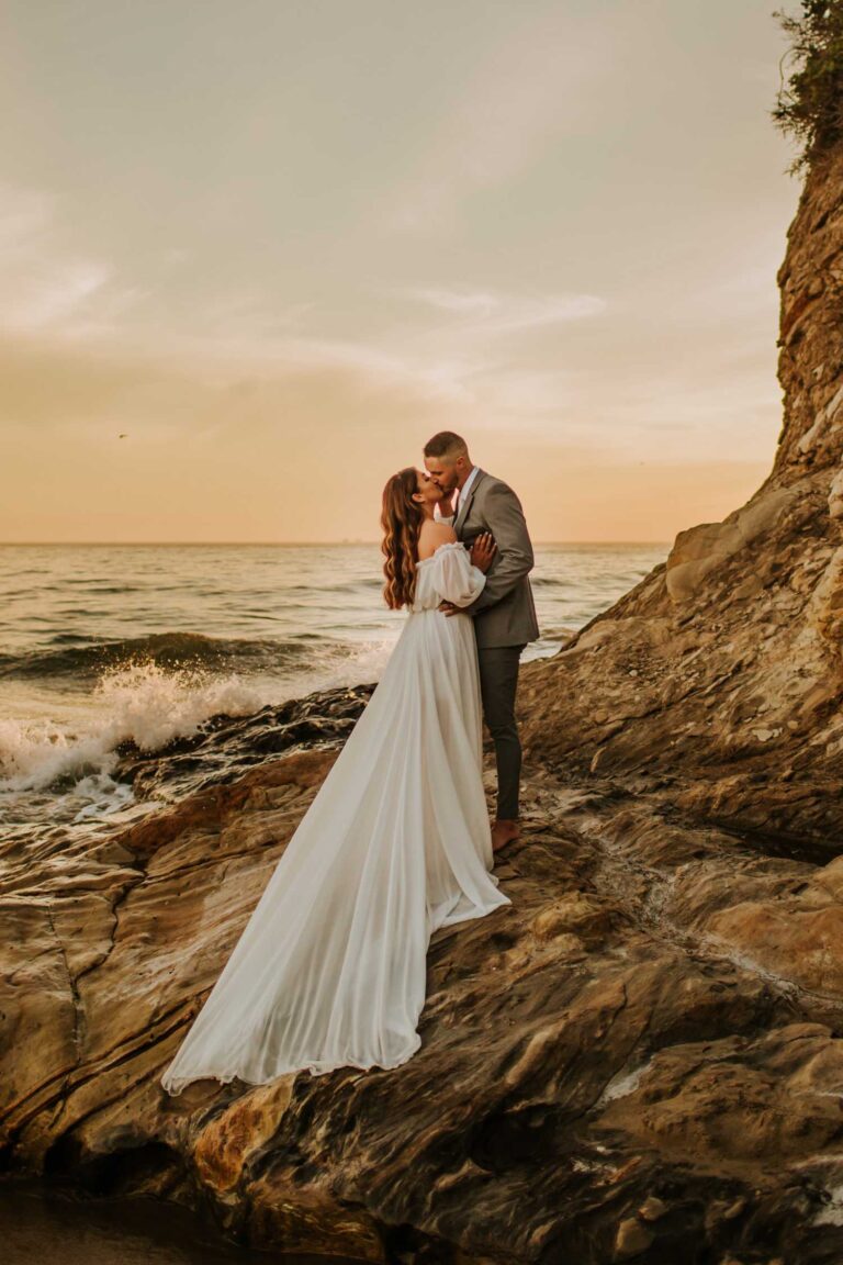 Bride in an ivory Levada dress
