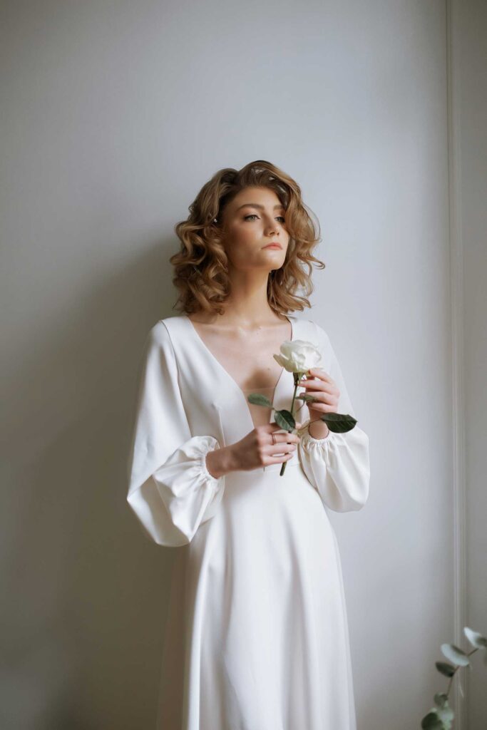 Photo Bride in ivory Tiffany wedding dress