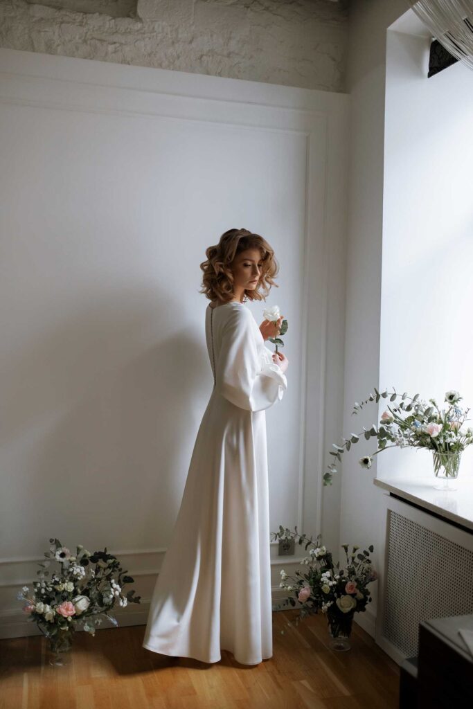 Photo Bride in ivory Tiffany wedding dress