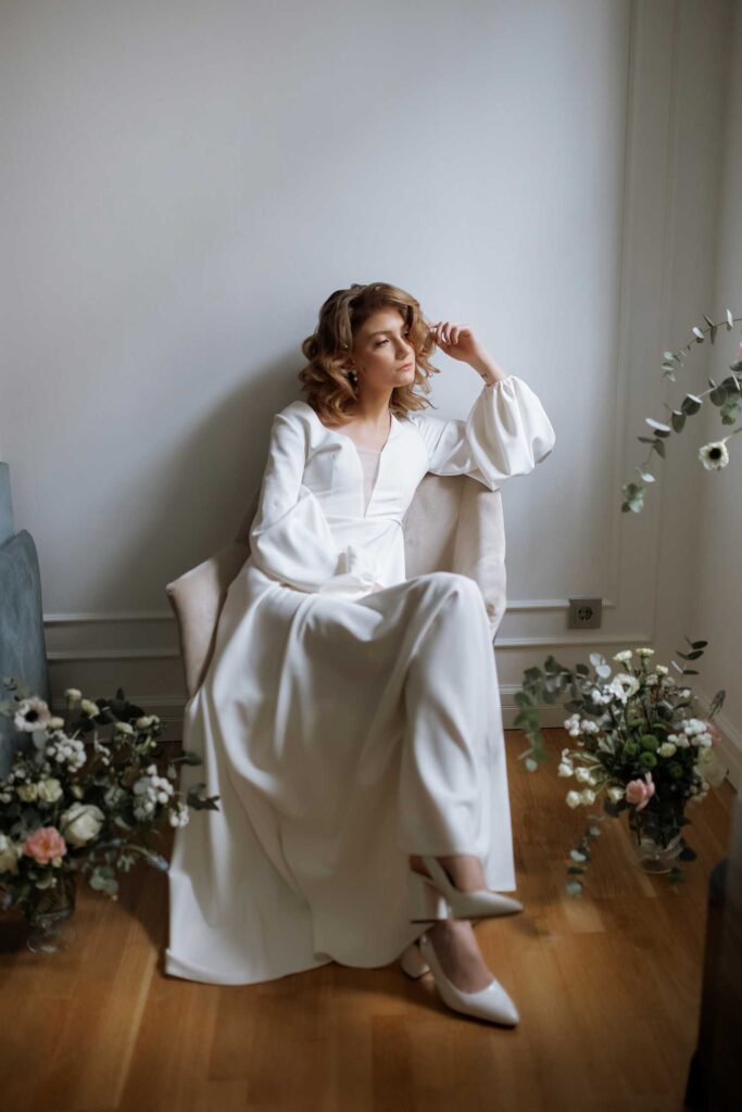 Photo Bride in ivory Tiffany wedding dress