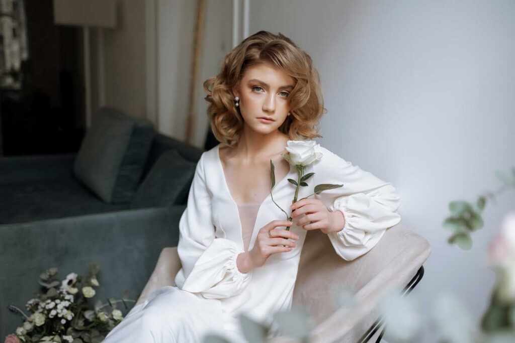 Photo Bride in ivory Tiffany wedding dress