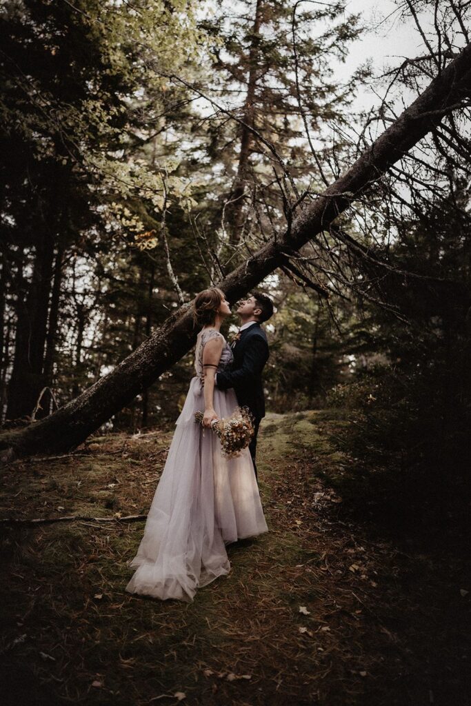 Photo Bride Kelsie in a gray Jenna dress