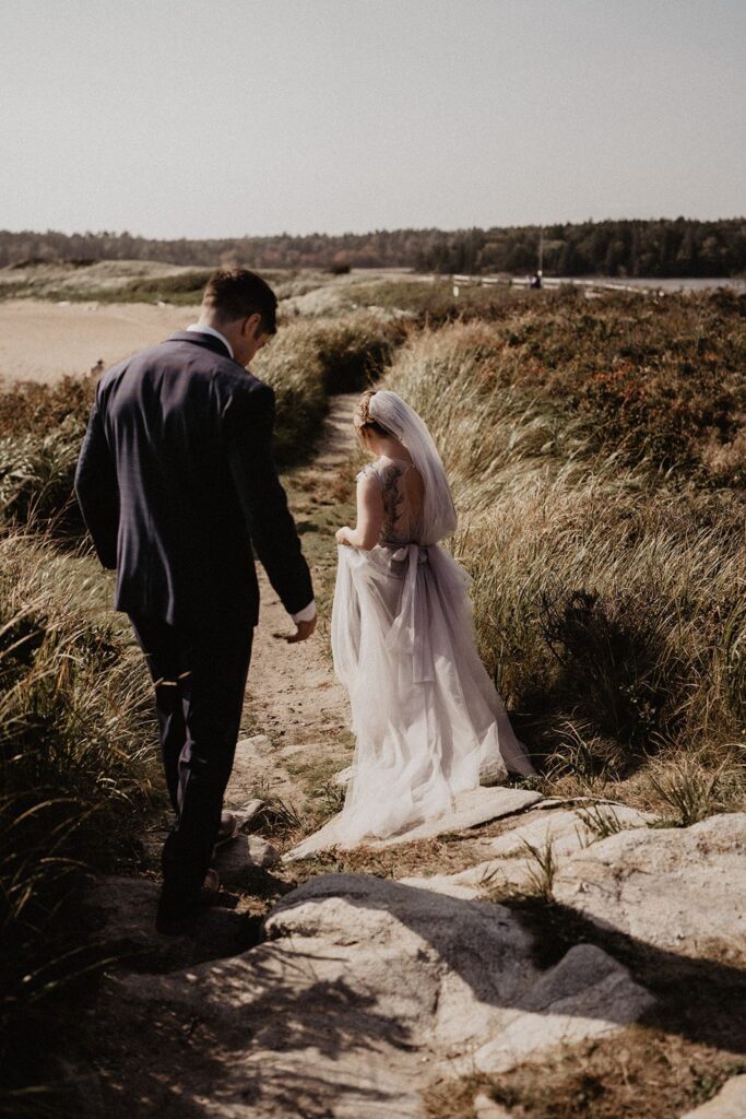 Photo Bride Kelsie in a gray Jenna dress