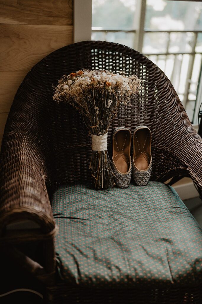 Photo Bride Kelsie in a gray Jenna dress
