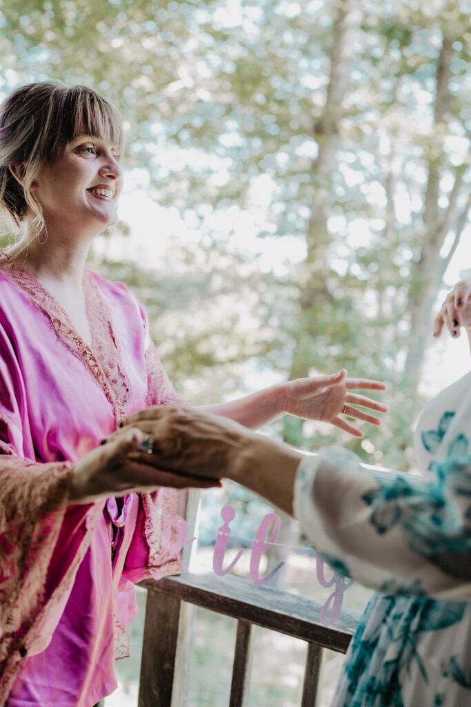Photo Bride Kelsie in a gray Jenna dress