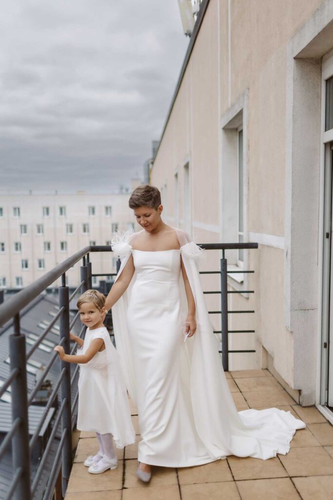 Photo Bride Maria in a custom gown and baby gown by Boudoirwedding