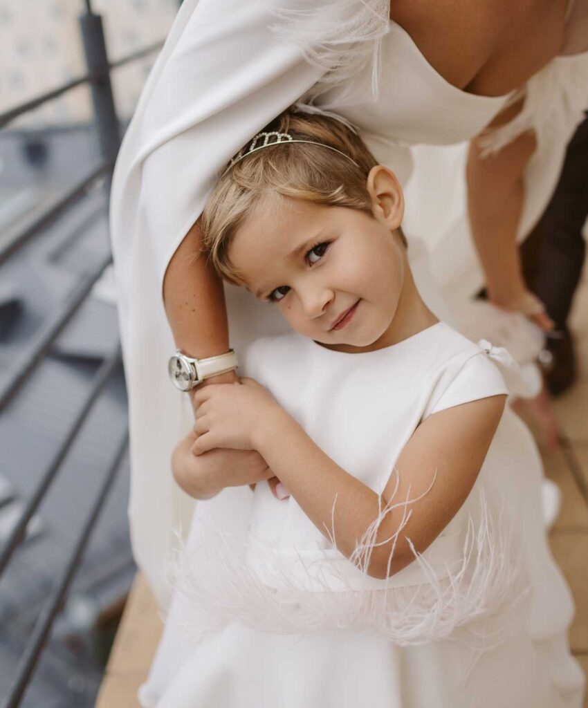 Photo Bride Maria in a custom gown and baby gown by Boudoirwedding