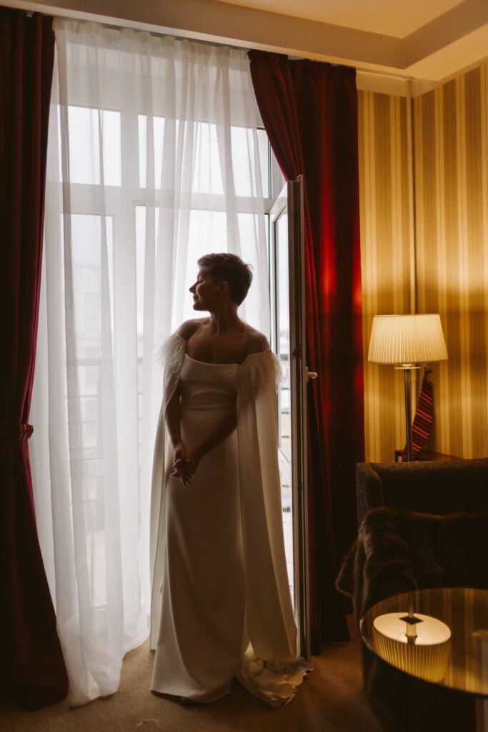 Photo Bride Maria in a custom gown and baby gown by Boudoirwedding