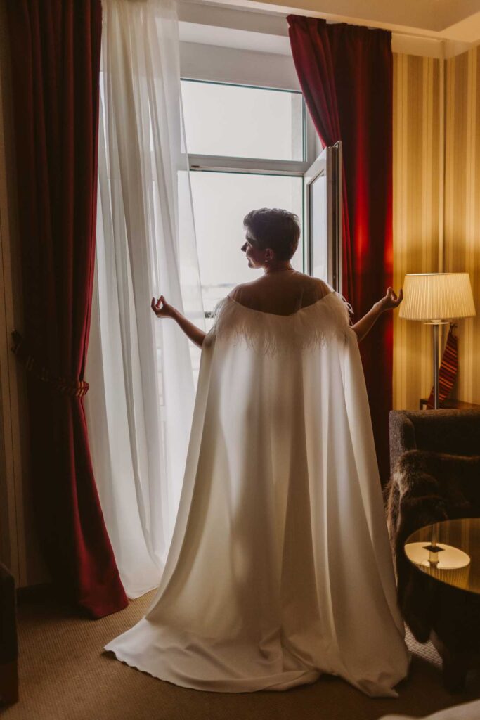 Photo Bride Maria in a custom gown and baby gown by Boudoirwedding