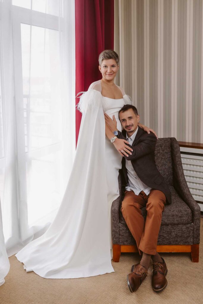 Photo Bride Maria in a custom gown and baby gown by Boudoirwedding