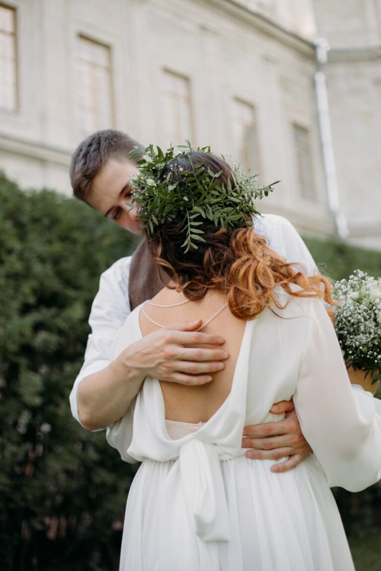Bride Maria in a delicate Nirvana dress
