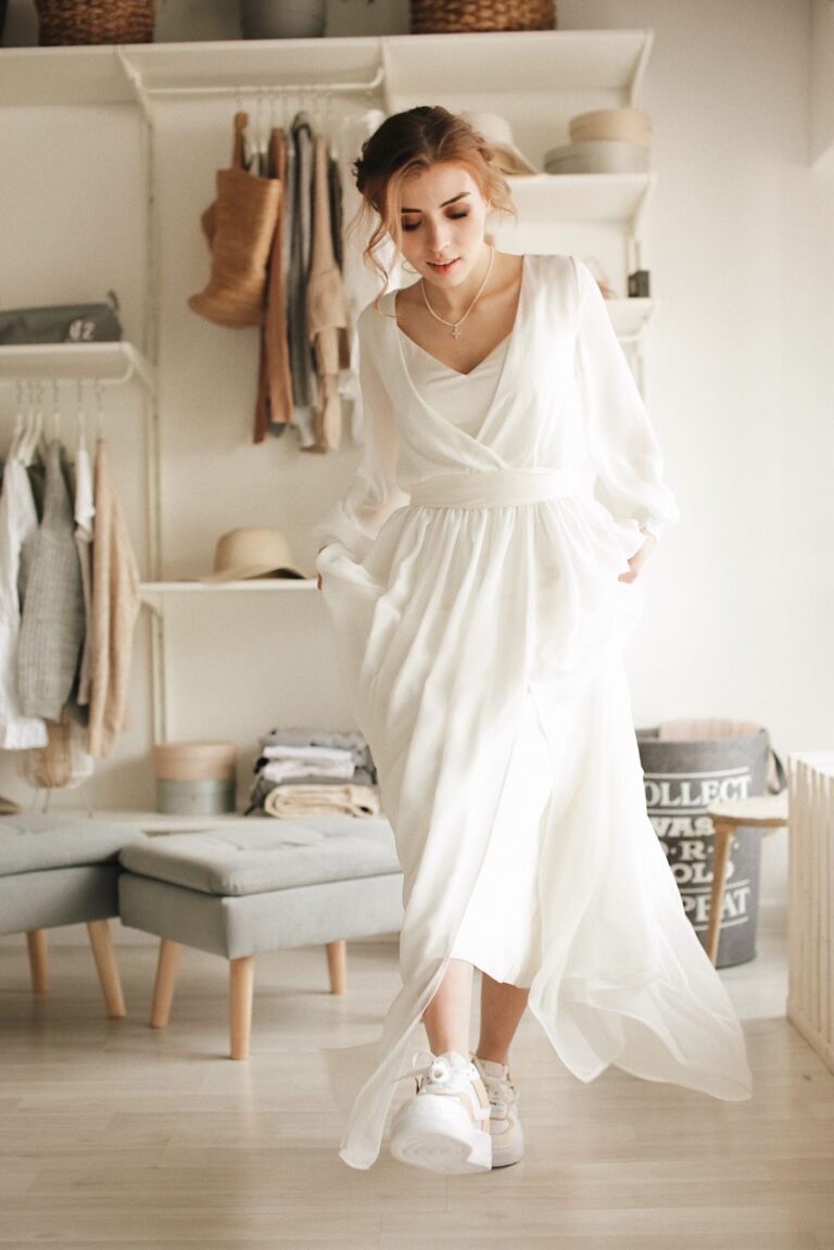 Bride Marina in a mischievous reading of the Charis dress