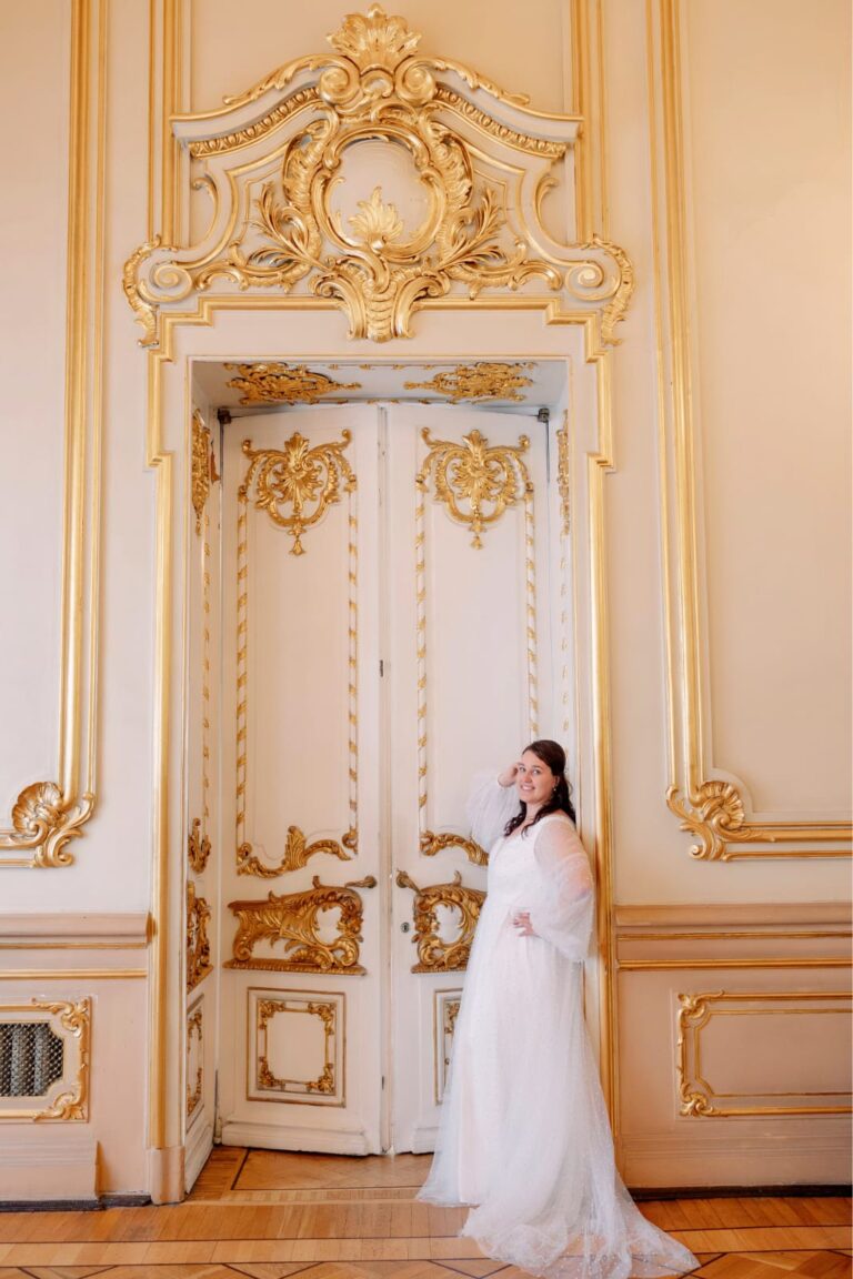 Bride Marina in an Iowa dress