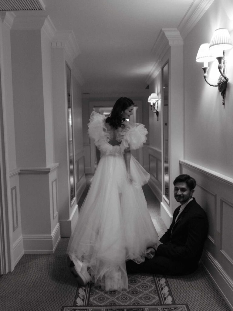 Photo Bride Susie in a custom-made dress