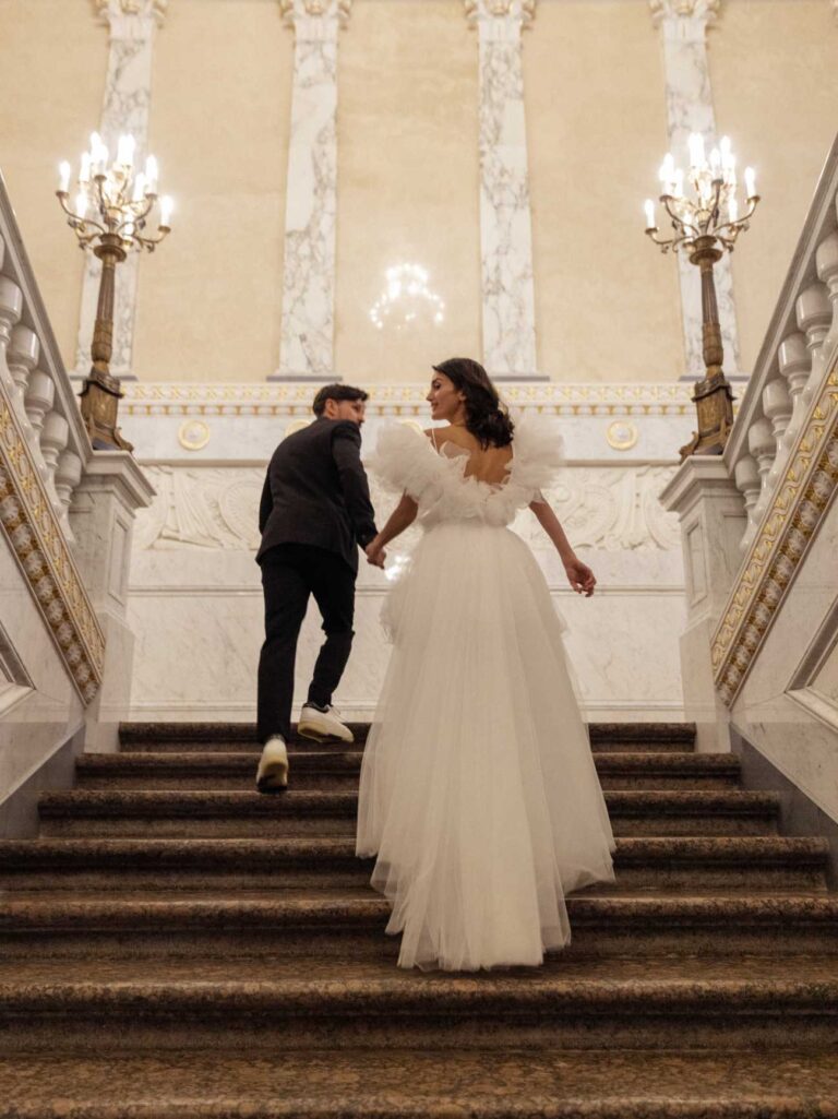 Bride Susie in a custom-made dress