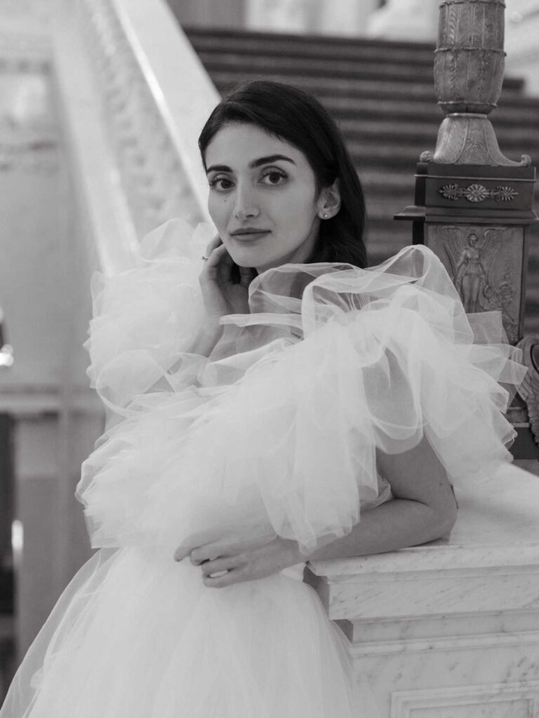 Photo Bride Susie in a custom-made dress