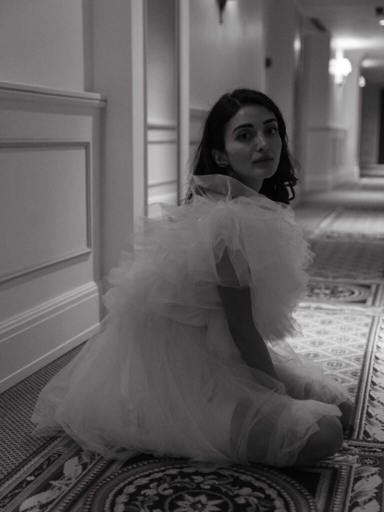 Photo Bride Susie in a custom-made dress