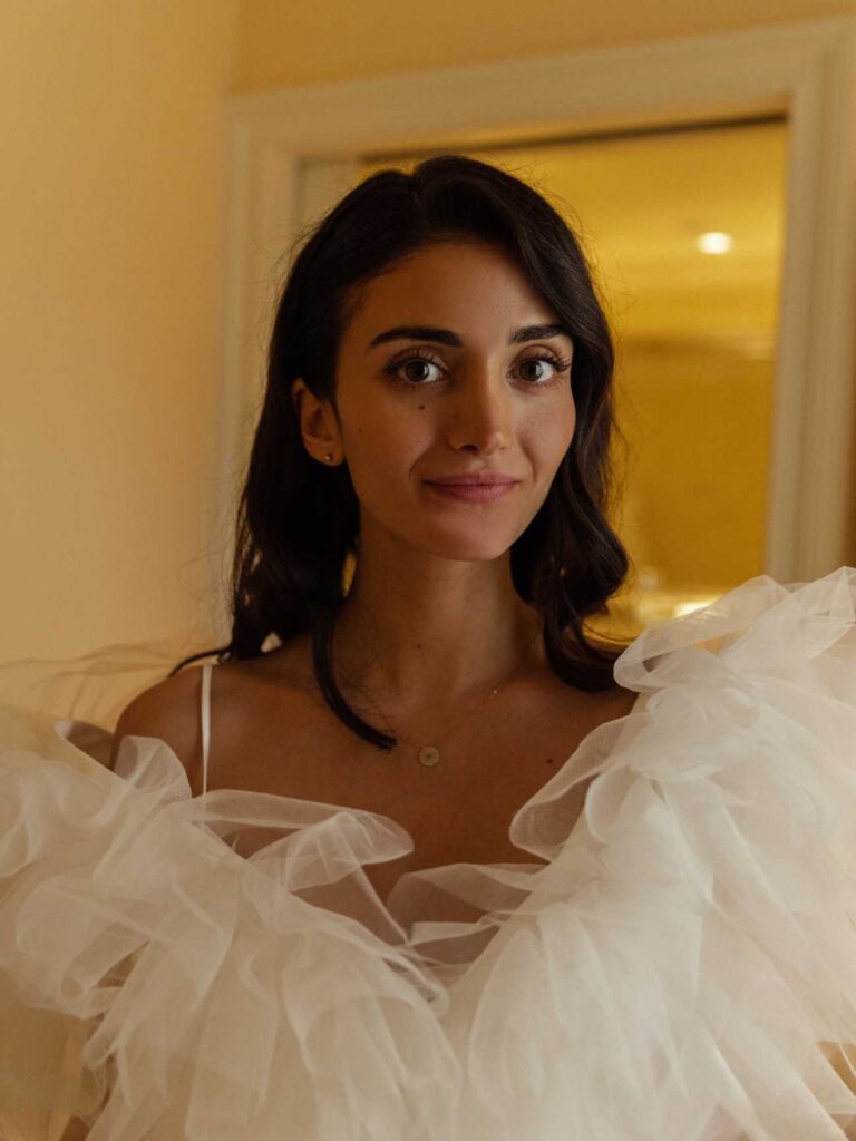 Photo Bride Susie in a custom-made dress