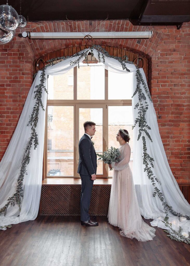 Photo Bride Xenia in powder wedding dress Iowa