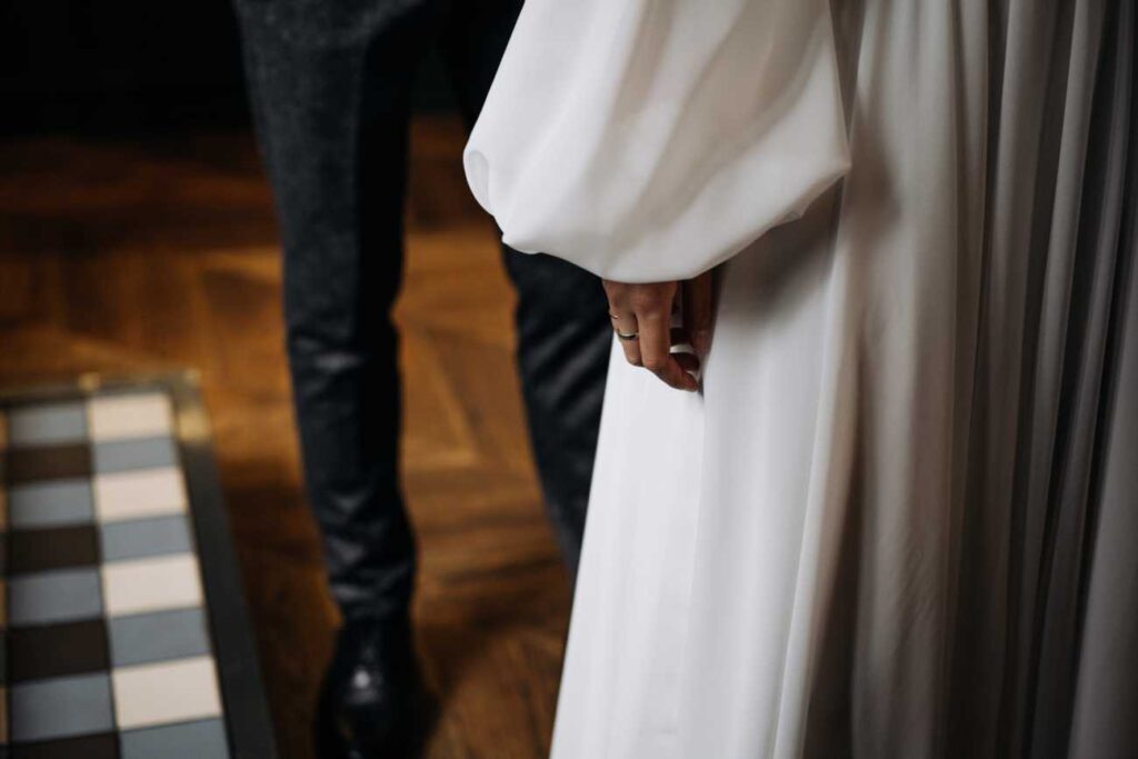 Photo Happy bride in an Augusta gown