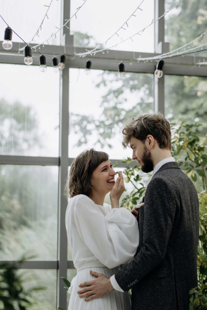 Photo Happy bride in an Augusta gown