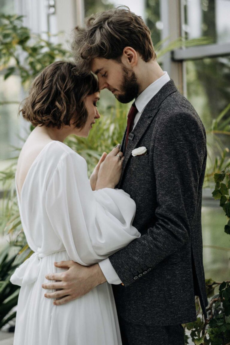 Happy bride in an Augusta gown
