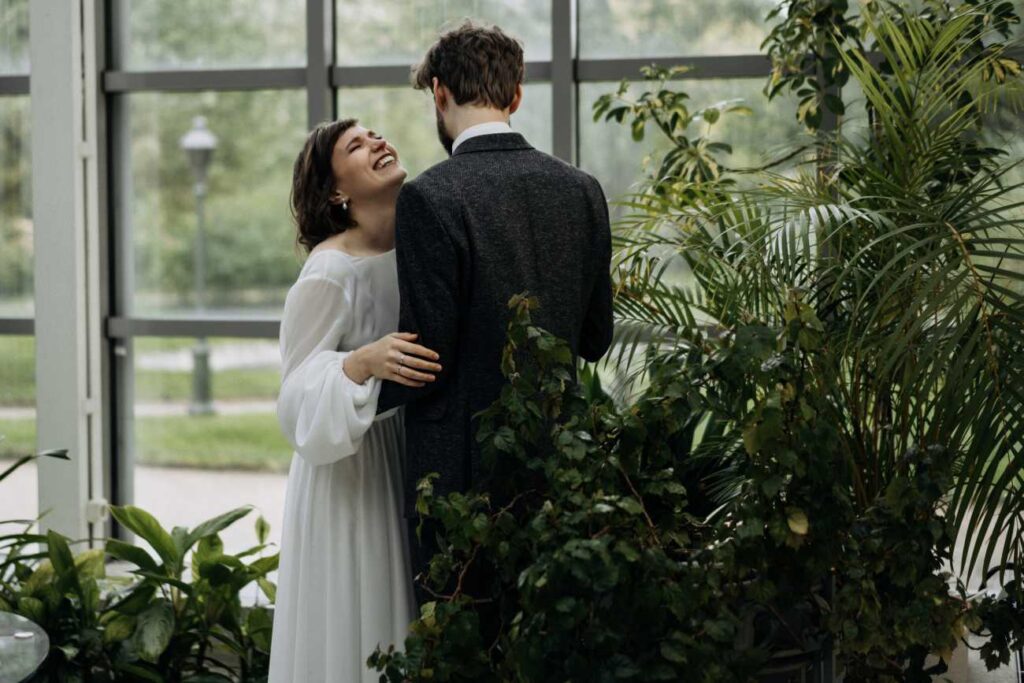 Photo Happy bride in an Augusta gown