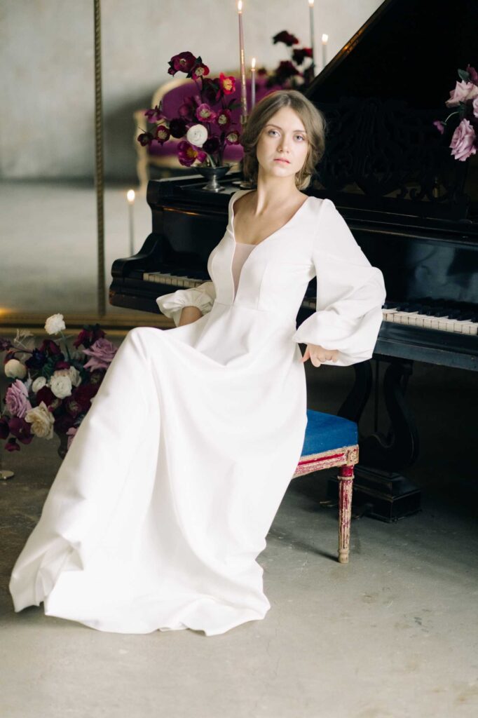 Photo Photo session in classic style bride in Tiffany dress