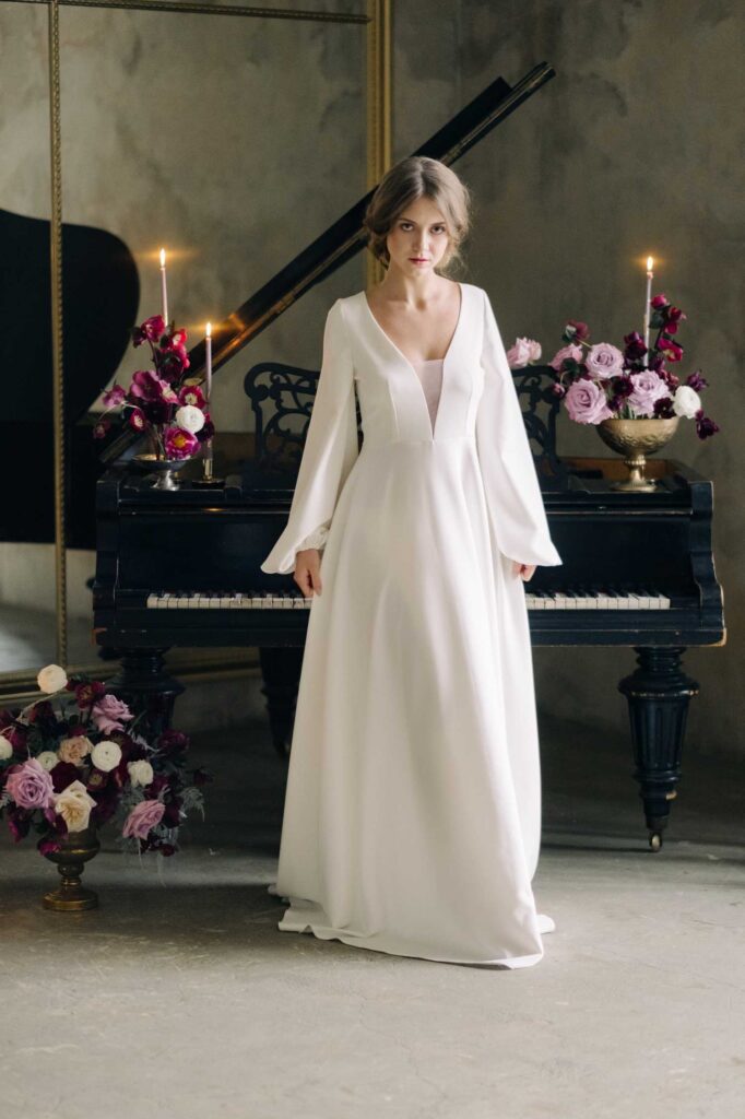 Photo Photo session in classic style bride in Tiffany dress